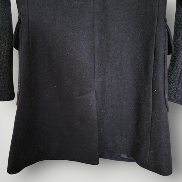 French Connection Pea coat Size 4 Wool Cashmere Black Sweater Sleeves Classic - Picture 7 of 9